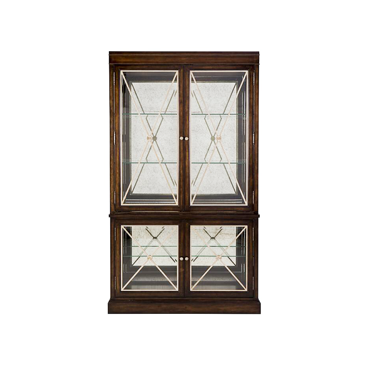 实木框架线雕玻璃展示柜|UM63-8041