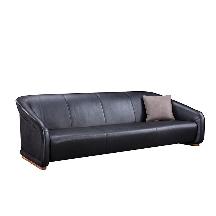 别墅新中式黑色真皮软包沙发｜HDS-D001