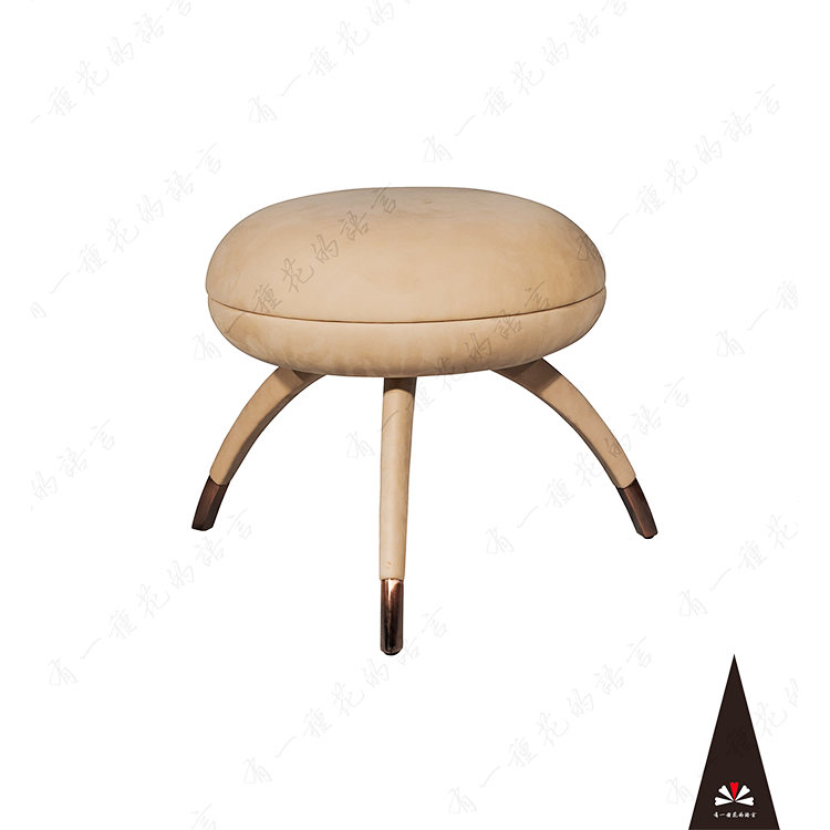 新中式时尚米色小圆形矮凳｜HDYY-AD-09002